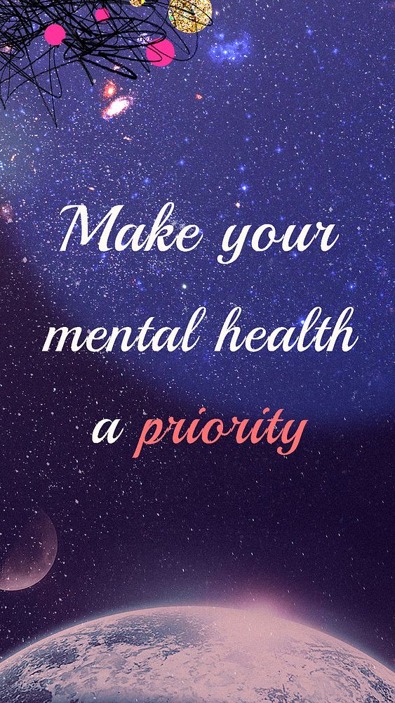 Aesthetic galaxy Instagram story template, mental health quote psd