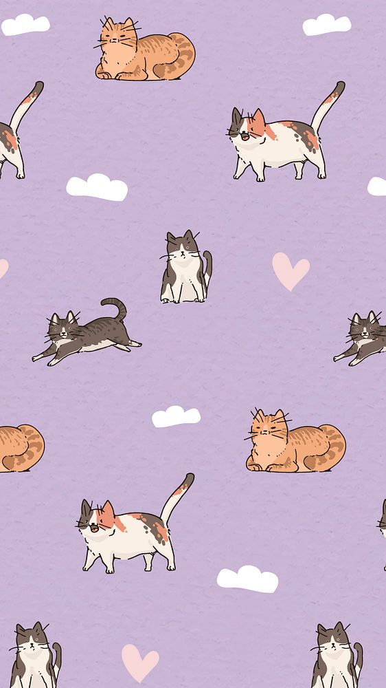 Cat iPhone wallpaper, cute pattern background