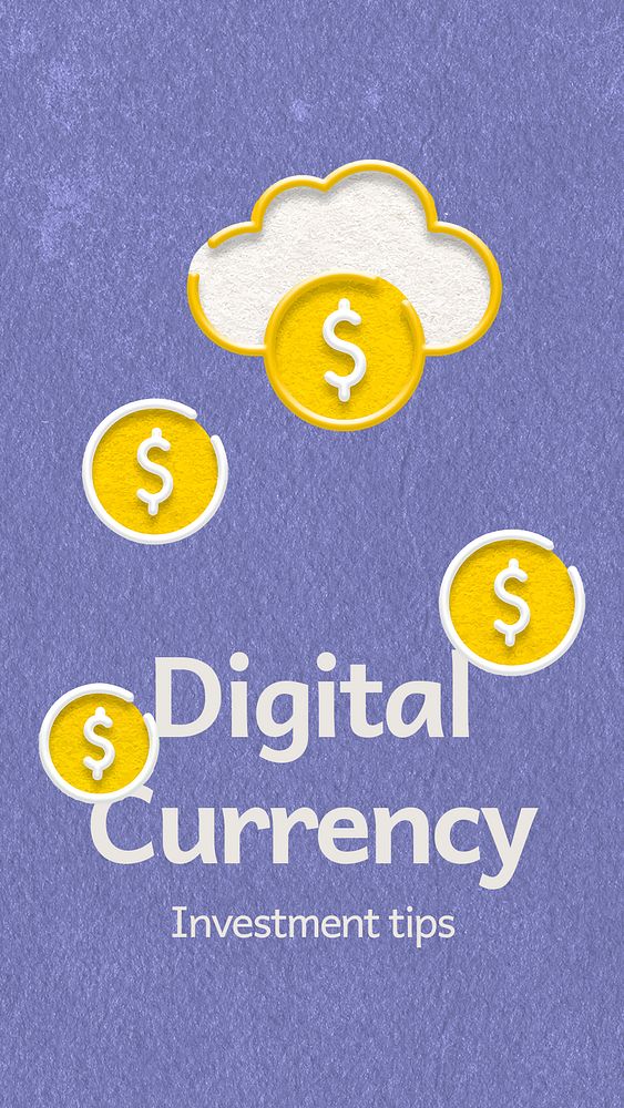 Digital currency Instagram story template, finance remixed media psd