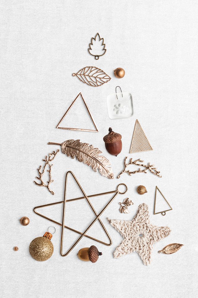 Festive Christmas ornaments on a white background