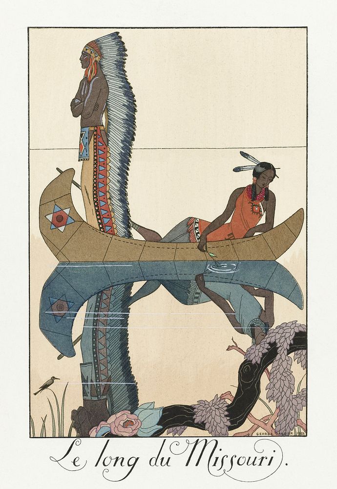 Langs de Missouri (1923) fashion illustration in high resolution by George Barbier. Original from The Rijksmuseum. Digitally…