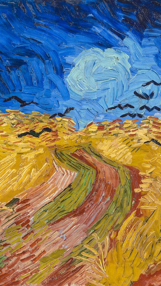 Van Gogh iPhone wallpaper, HD background, Wheatfield with Crows