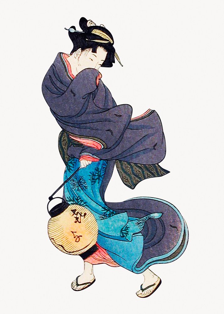 Japanese woman illustration, Asian vintage artwork
