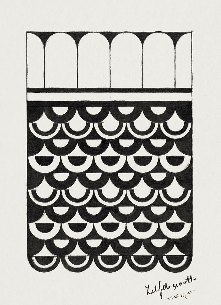 Ornament of scales (Ornament van schubben) (1878&ndash;1944) print in high resolution by Samuel Jessurun de Mesquita.…
