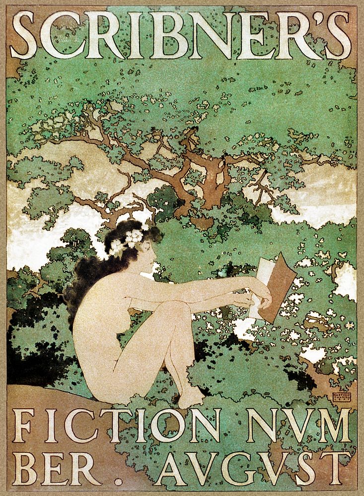 Naked lady vintage poster, Scribner's fiction number (1897) by Maxfield Parrish. Original from Library of Congress.…