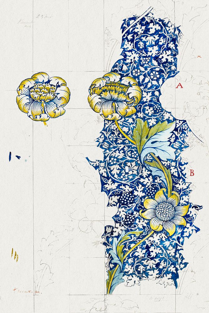 William Morris's Kennet (1883) famous artwork. Original from The Birmingham Museum. Digitally enhanced by rawpixel.