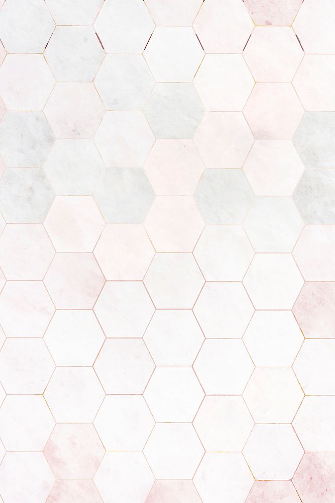Hexagon pink marble tiles patterned background