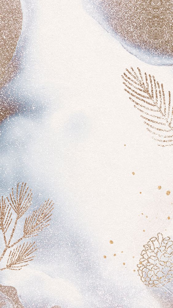 Aesthetic holiday mobile wallpaper, glitter & watercolor design
