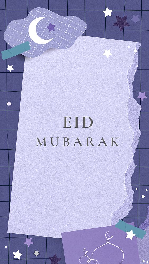 Eid Mubarak Facebook story template, Islamic design, psd