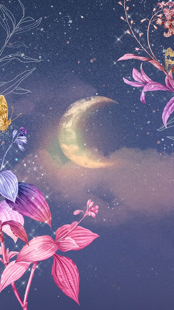 Aesthetic moon iPhone wallpaper, night sky background