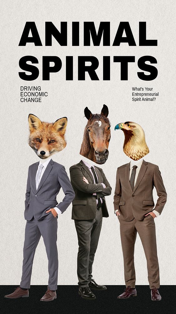Animal spirits Instagram story template, business remixed media psd