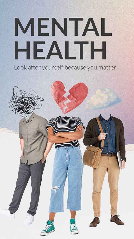 Mental health Instagram story template, creative remixed media psd