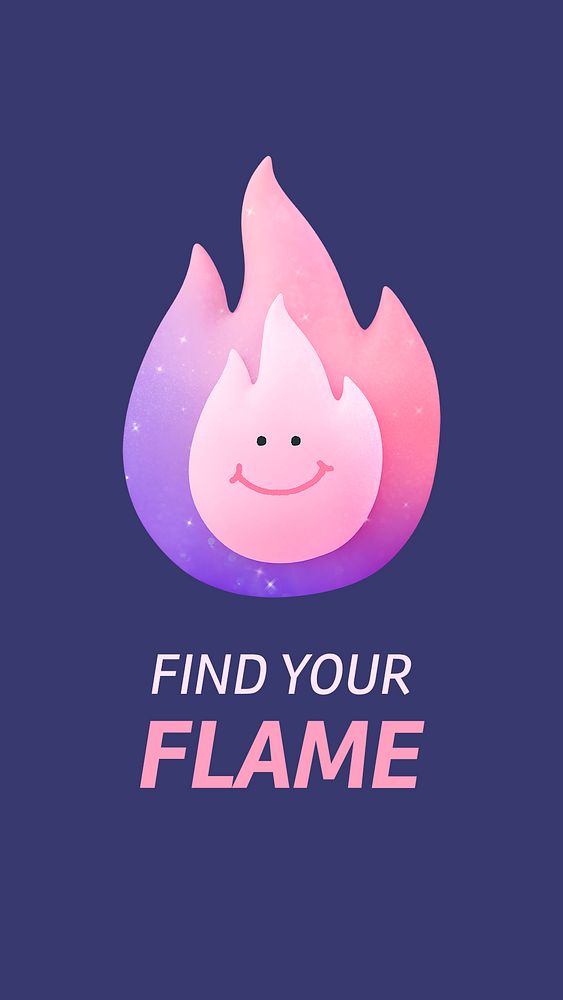 Aesthetic flame Instagram story template, cute 3D illustration psd