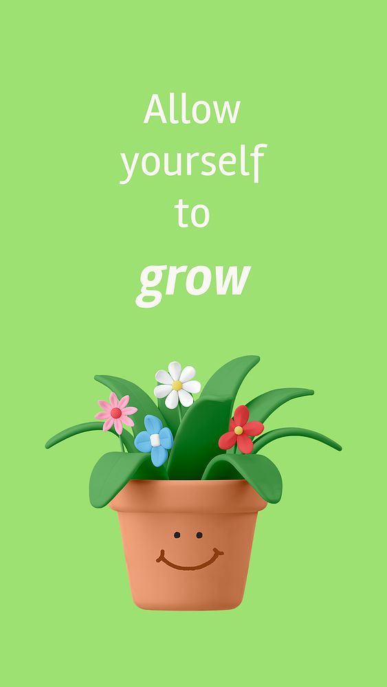 Happy houseplant Instagram story template, self-love quote psd