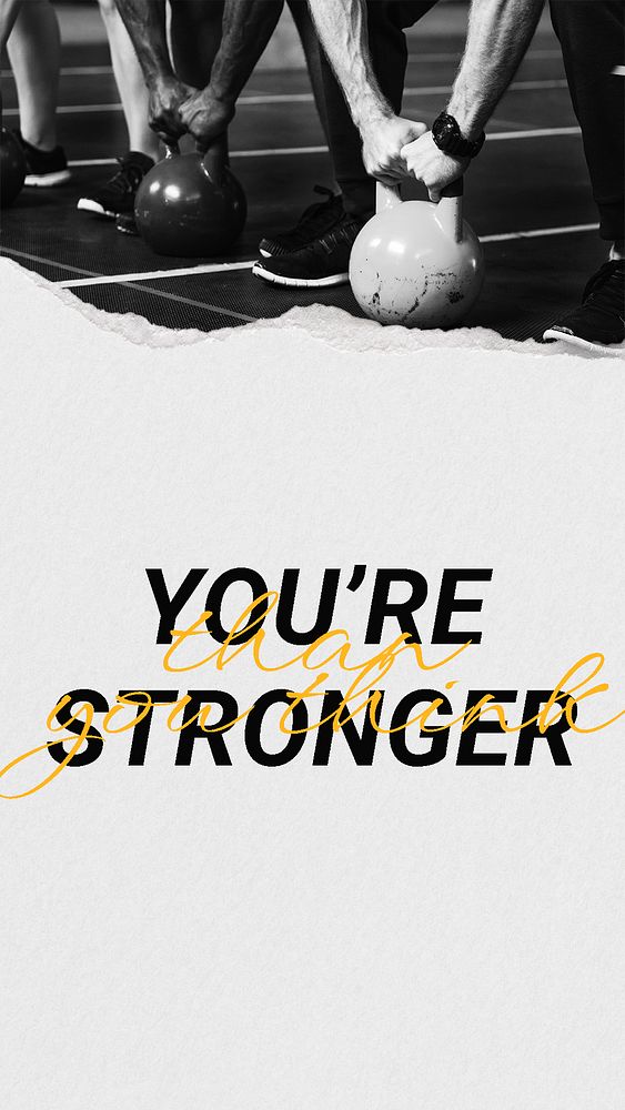 You're stronger Instagram story template, inspirational sports quote psd