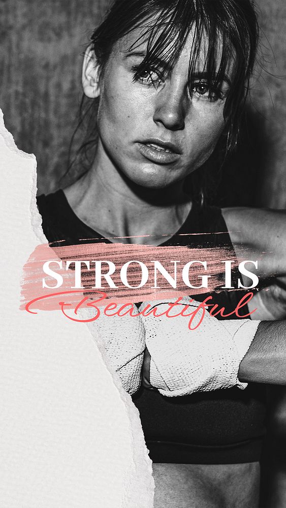 Strong woman Instagram story template, sports aesthetic design psd