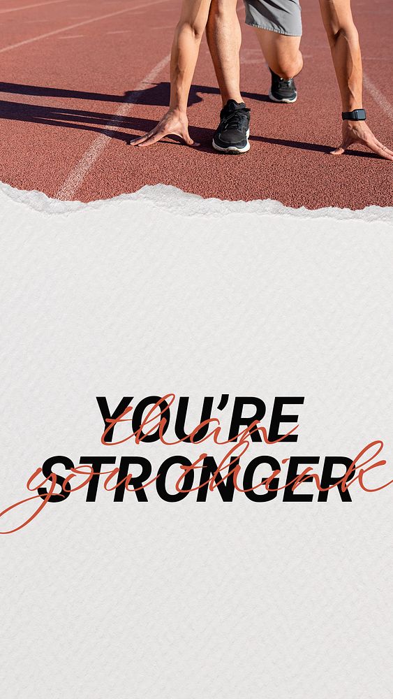You're stronger Instagram story template, inspirational sports quote psd