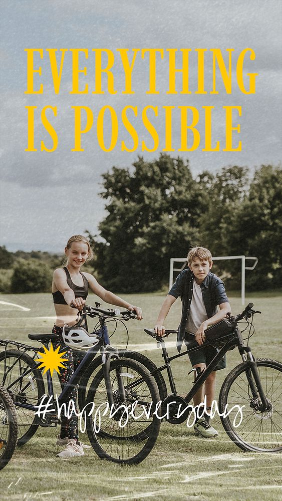 Summer aesthetic Instagram story template, everything is possible quote psd