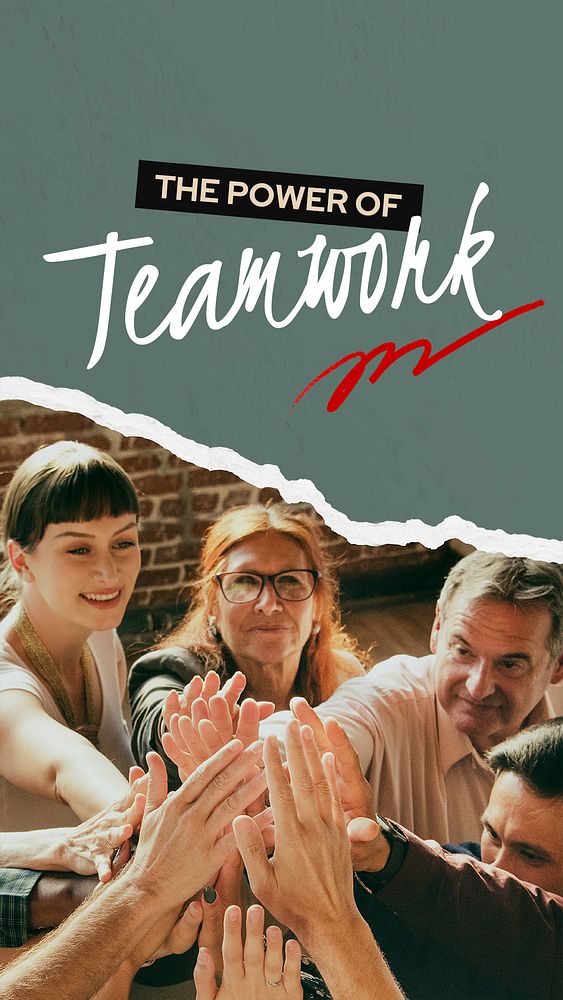 Teamwork Instagram story template, collaboration photo psd