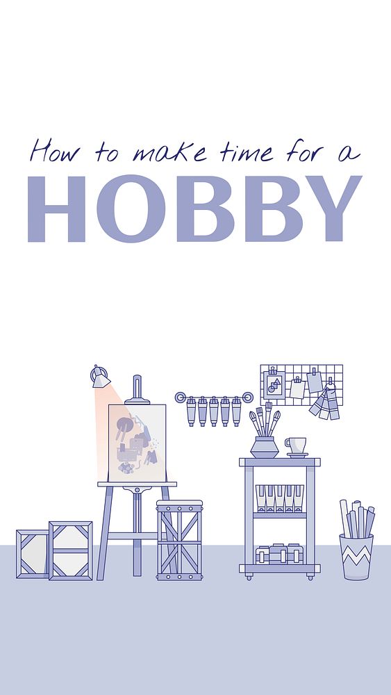 Hobby Instagram story template, editable art studio design psd
