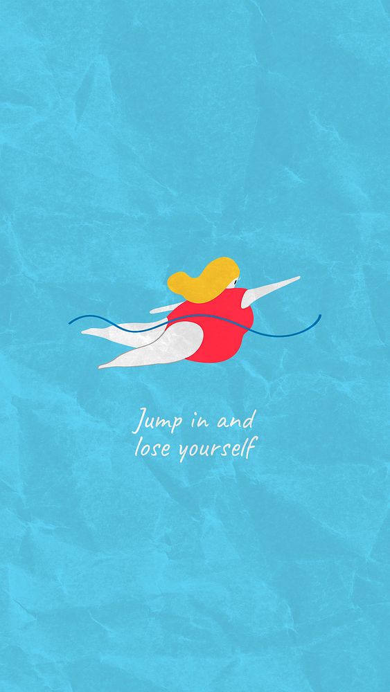 Swimming Instagram story template, inspirational quote design psd