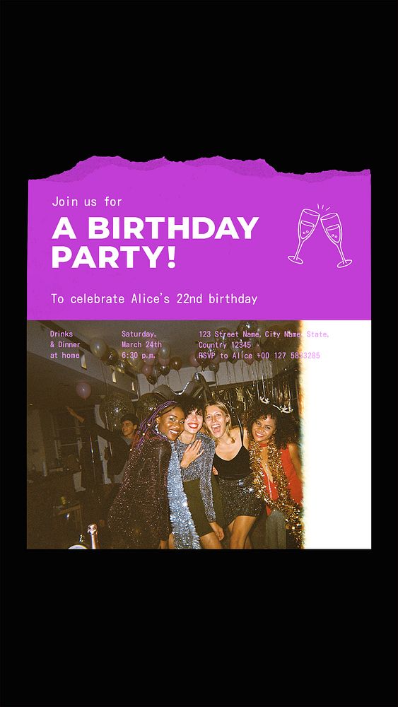 Birthday party Instagram story template, celebration photo psd