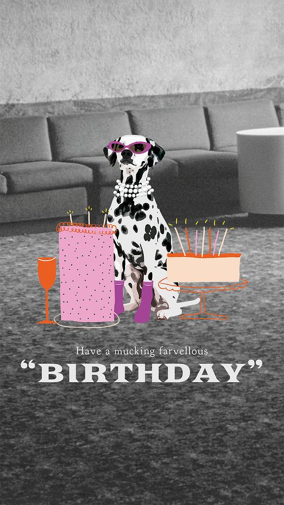 Dog birthday Instagram story template, cute pet photo psd