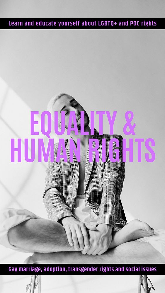 Human rights Instagram story template, LGBTQ, equality campaign psd