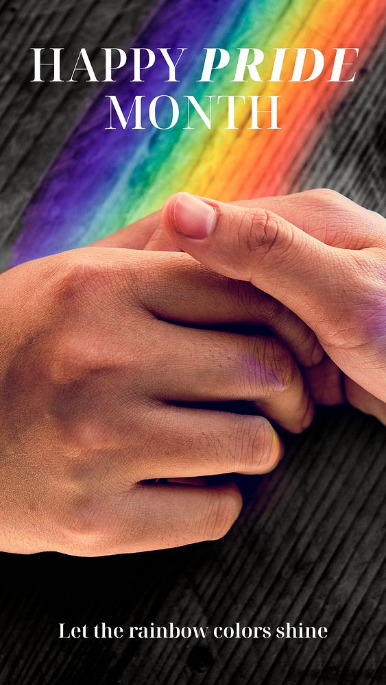 Pride Month Instagram story template, couple holding hands photo psd
