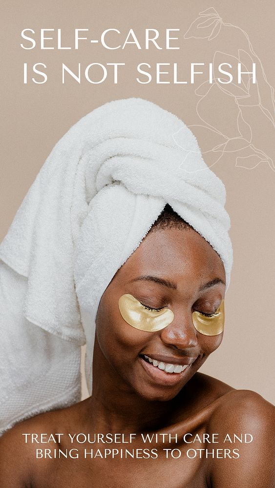 Self-care beauty Instagram story template, editable social media ad  psd