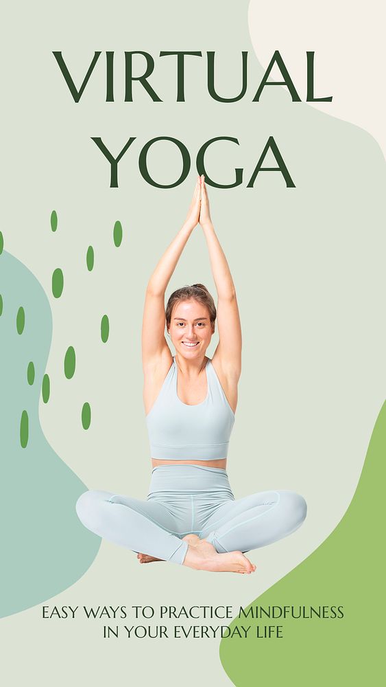Virtual yoga Instagram story template, editable social media ad  psd