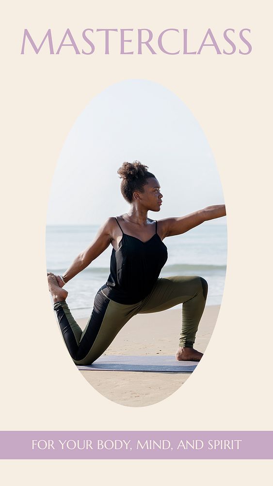 Yoga masterclass Instagram story template, editable social media ad  psd