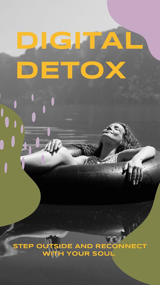 Digital detox Instagram story template, editable social media ad  psd