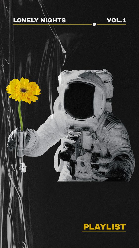 Astronaut music Instagram story template, psd