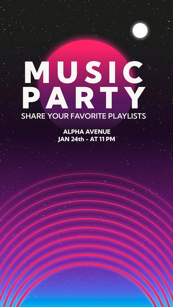 Music party Facebook story template, psd