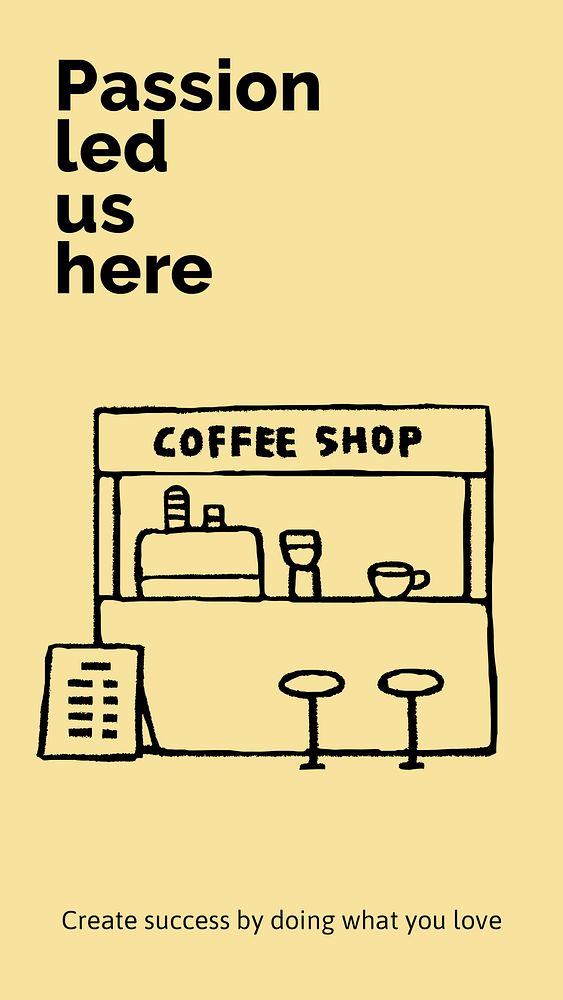 Coffee shop Instagram story template, cute doodle psd