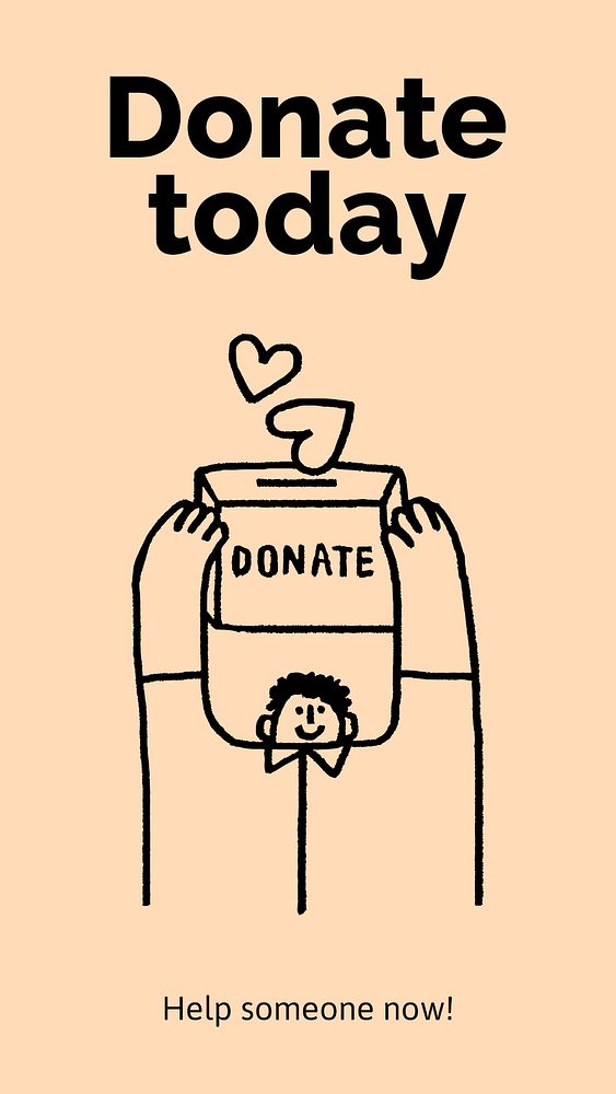 Donation Instagram story template, cute doodle psd
