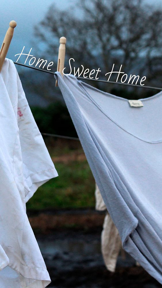 Clothesline aesthetic Instagram story template, home sweet home quote psd