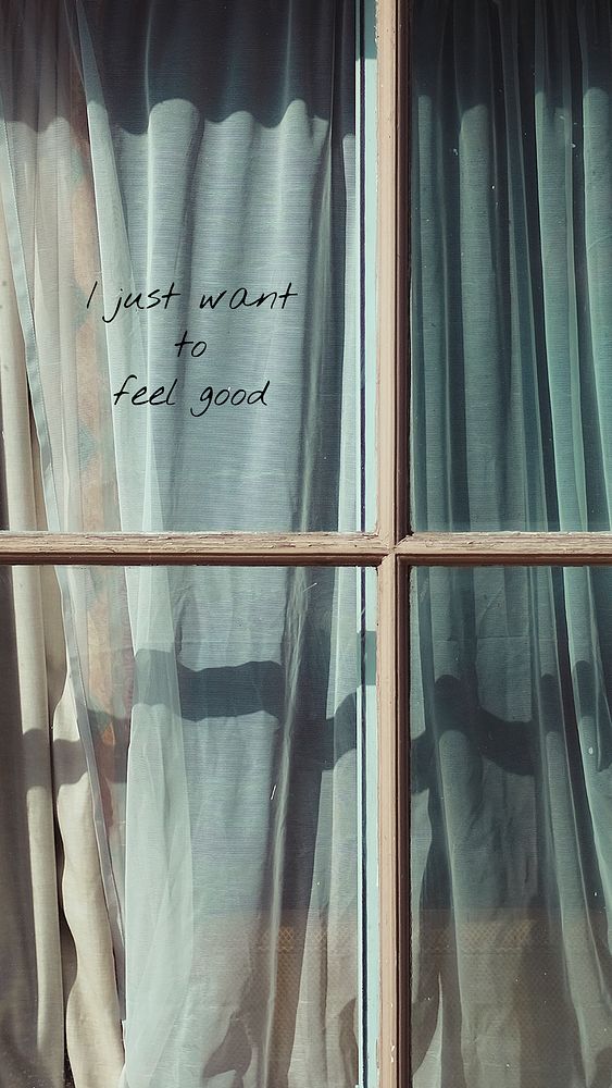 Window aesthetic Instagram story template, I just want to feel good quote psd