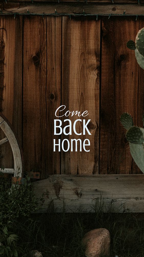 Cactus aesthetic Instagram story template, come back home quote psd
