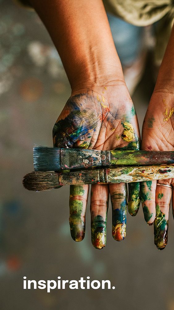 Paint brushes Instagram story template, art aesthetic psd
