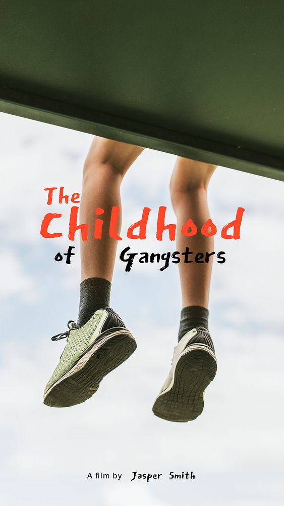 Childhood aesthetic Instagram story template, dangling feet with sneakers psd