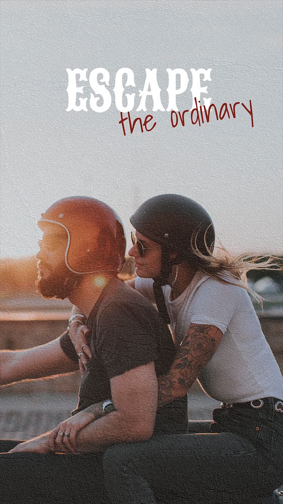 Instagram story template, biker couple design psd
