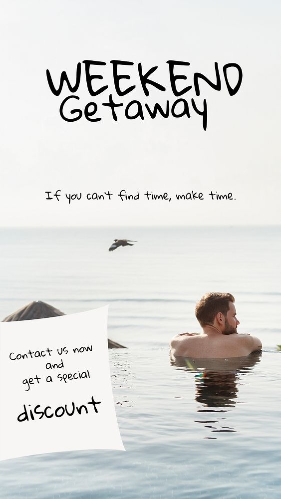 Weekend getaway Instagram story template,  travel editable design psd