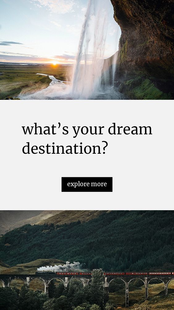 Explore destinations Instagram story template,  travel design psd