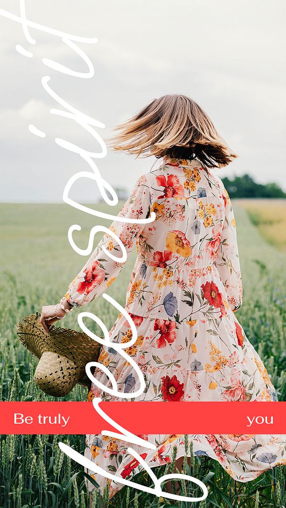 Travel  Instagram story template,  woman in field psd