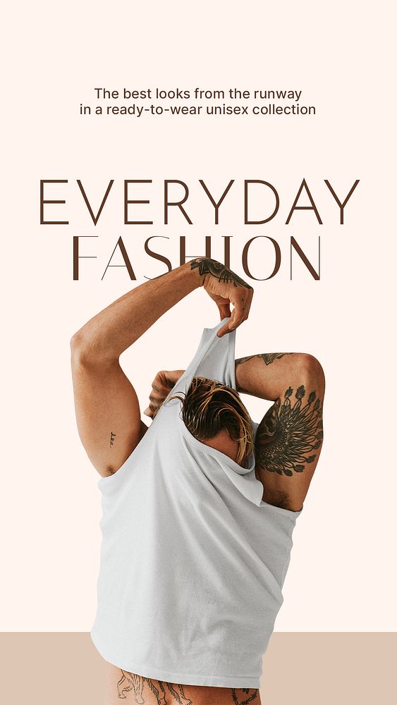 Men's fashion Instagram story template, beige design psd