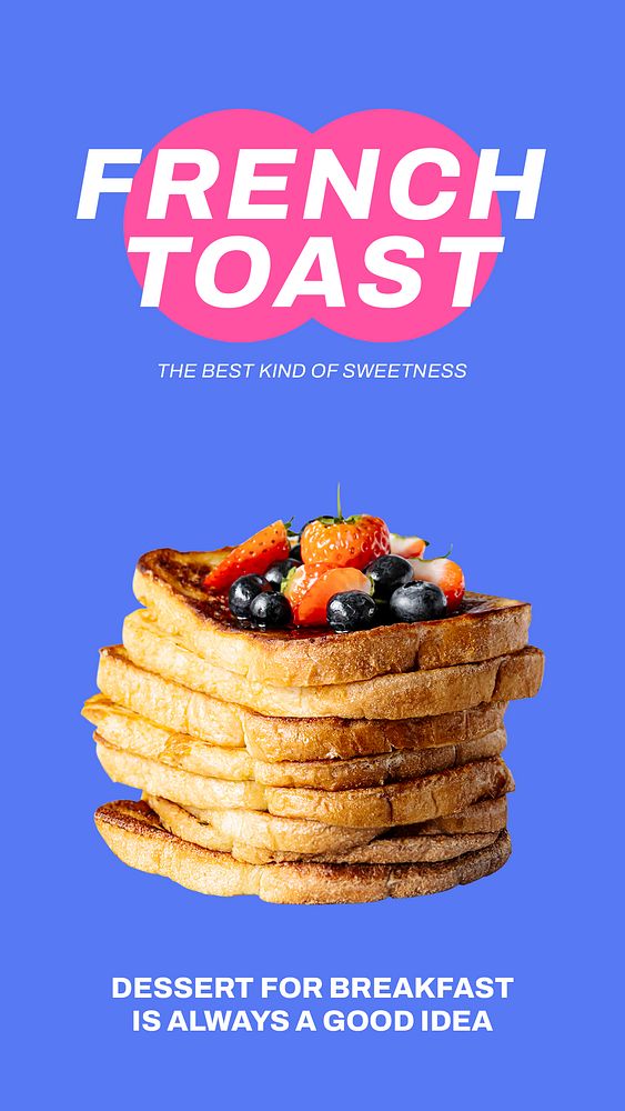French toast Instagram story template, dessert for breakfast psd