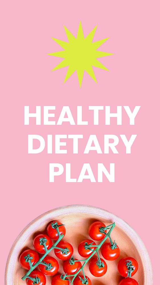 Healthy dietary Instagram story template, pink design psd