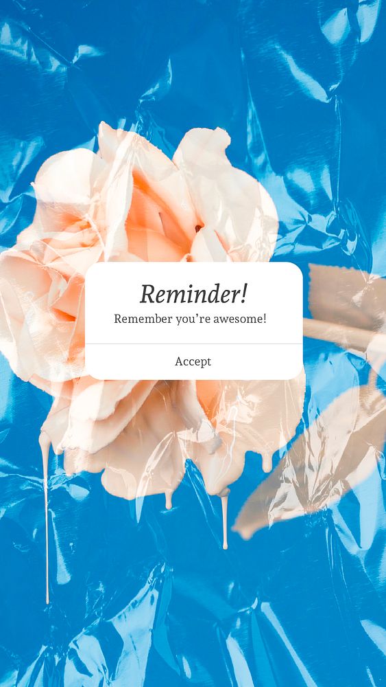 Abstract flower Instagram story template, reminder notification aesthetic psd